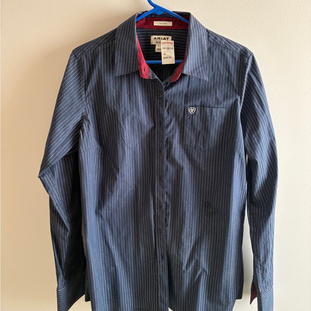 Ariat Women’s Navy Pinstripe Button Down Shirt